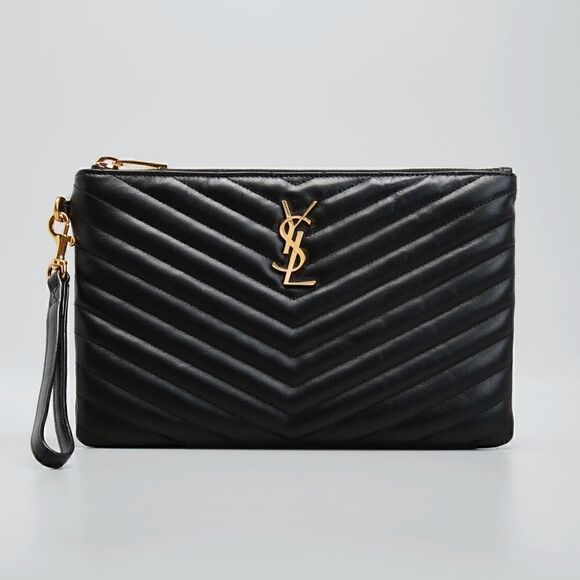 Yves Saint Laurent Handbags - YSL Navy Matelasse Pouch Wristlet w/ GHW